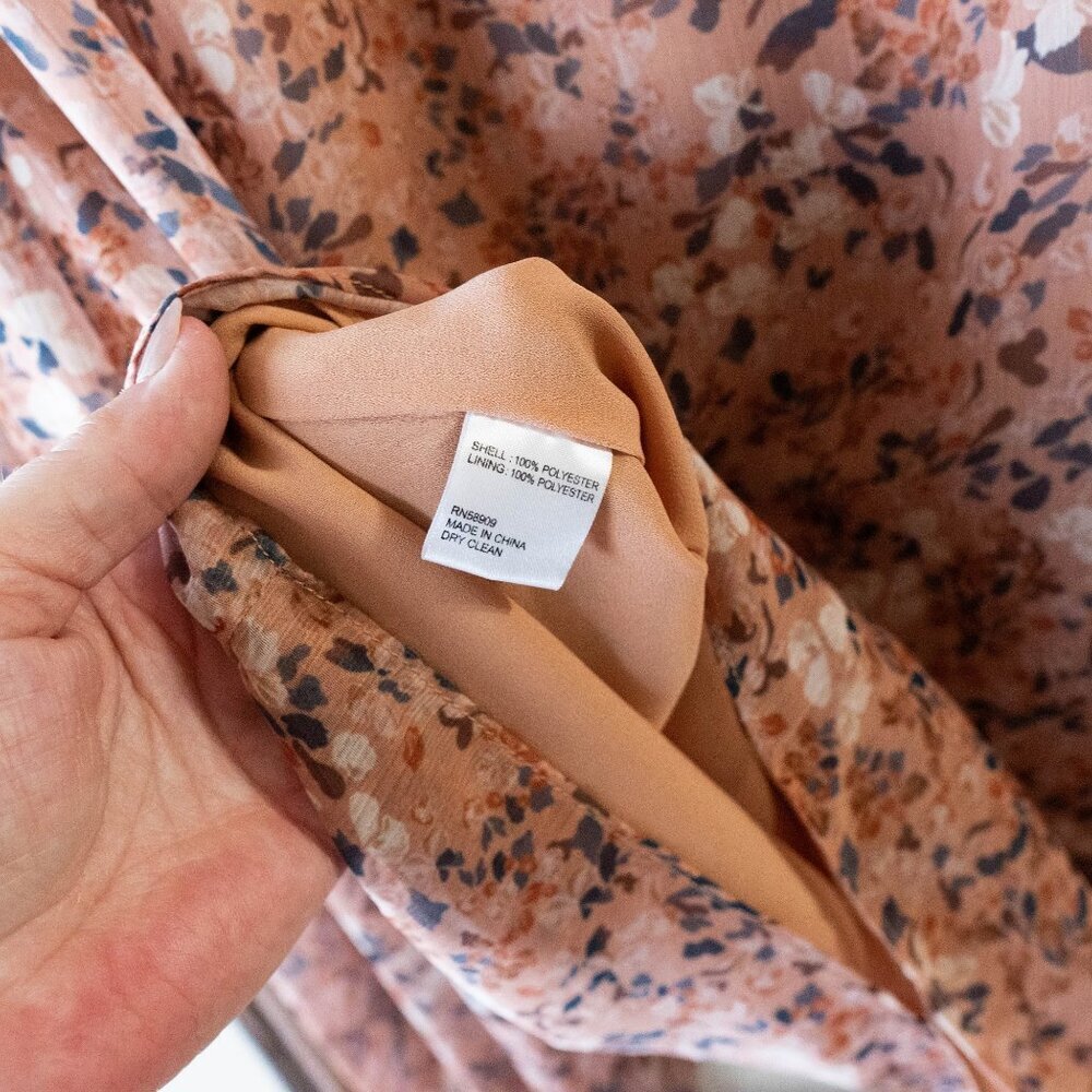 Antonio Melani Womens Blouse Size Large Brown Floral Long Sleeve Smocked Ruffles - Picture 8 of 8